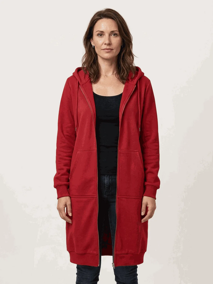 Women's Long Lightweight Hoodie with Zip-Up