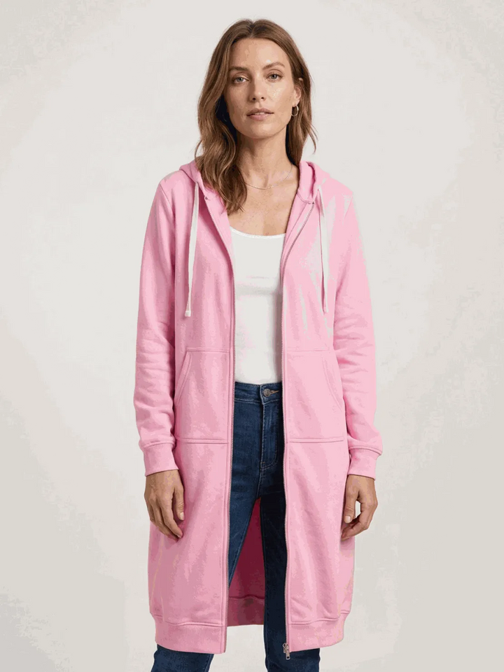 Women's Long Lightweight Hoodie with Zip-Up