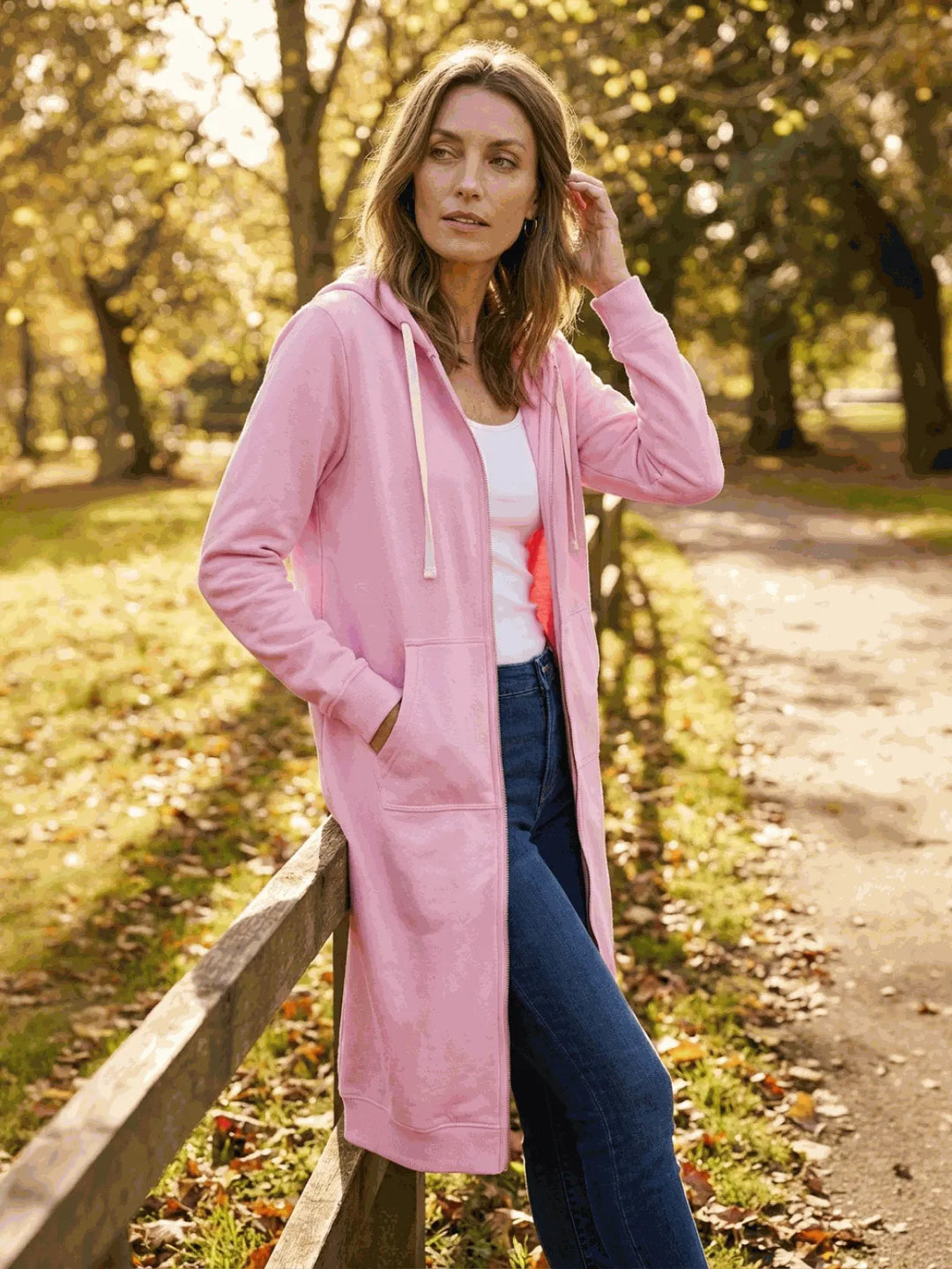 Women's Long Lightweight Hoodie with Zip-Up
