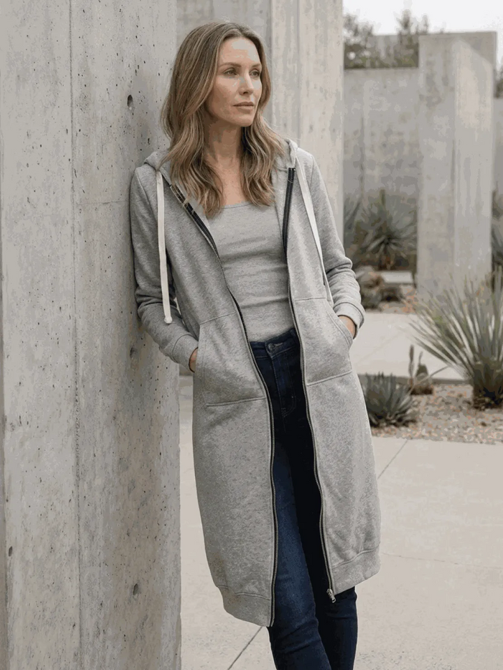 Women's Long Lightweight Hoodie with Zip-Up