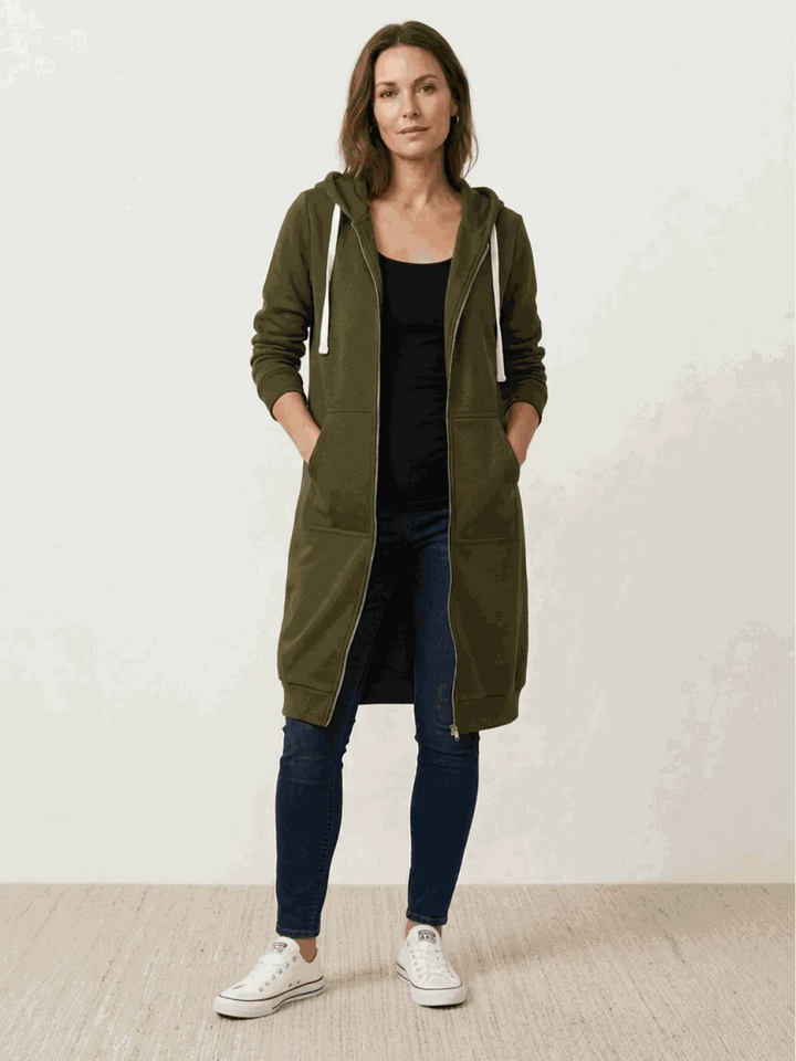 Women's Long Lightweight Hoodie with Zip-Up