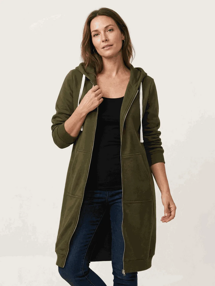Women's Long Lightweight Hoodie with Zip-Up