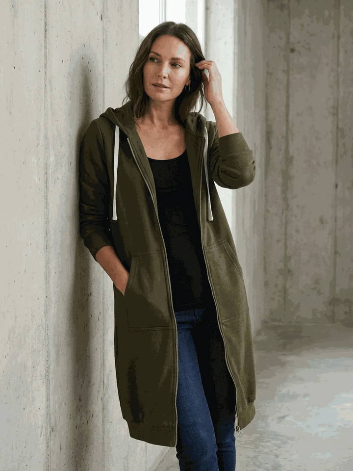 Women's Long Lightweight Hoodie with Zip-Up