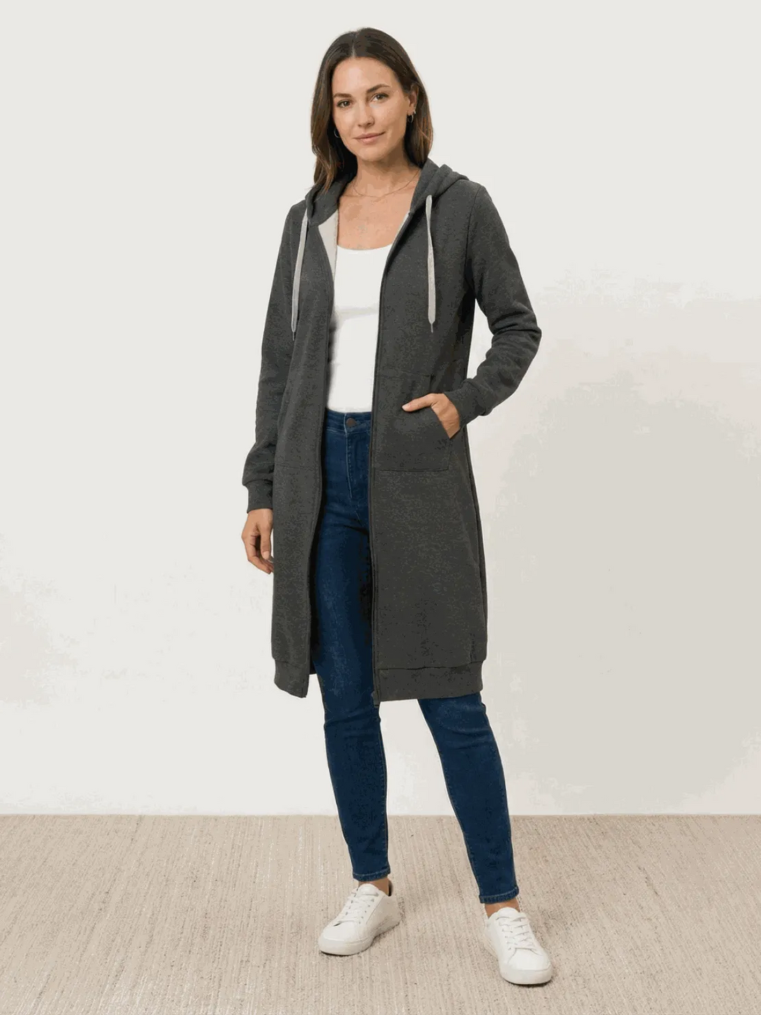 Women's Long Lightweight Hoodie with Zip-Up