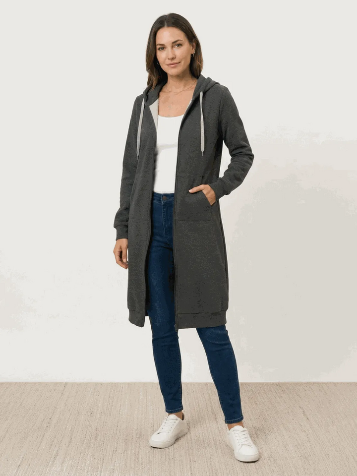 Women's Long Lightweight Hoodie with Zip-Up