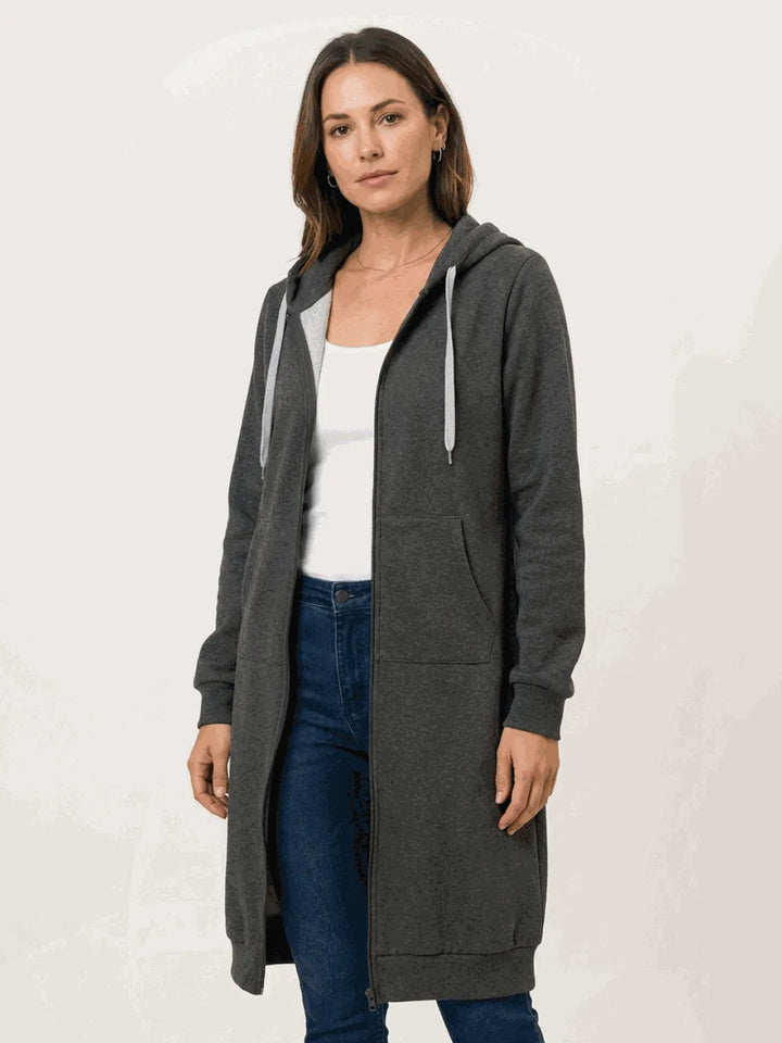 Women's Long Lightweight Hoodie with Zip-Up