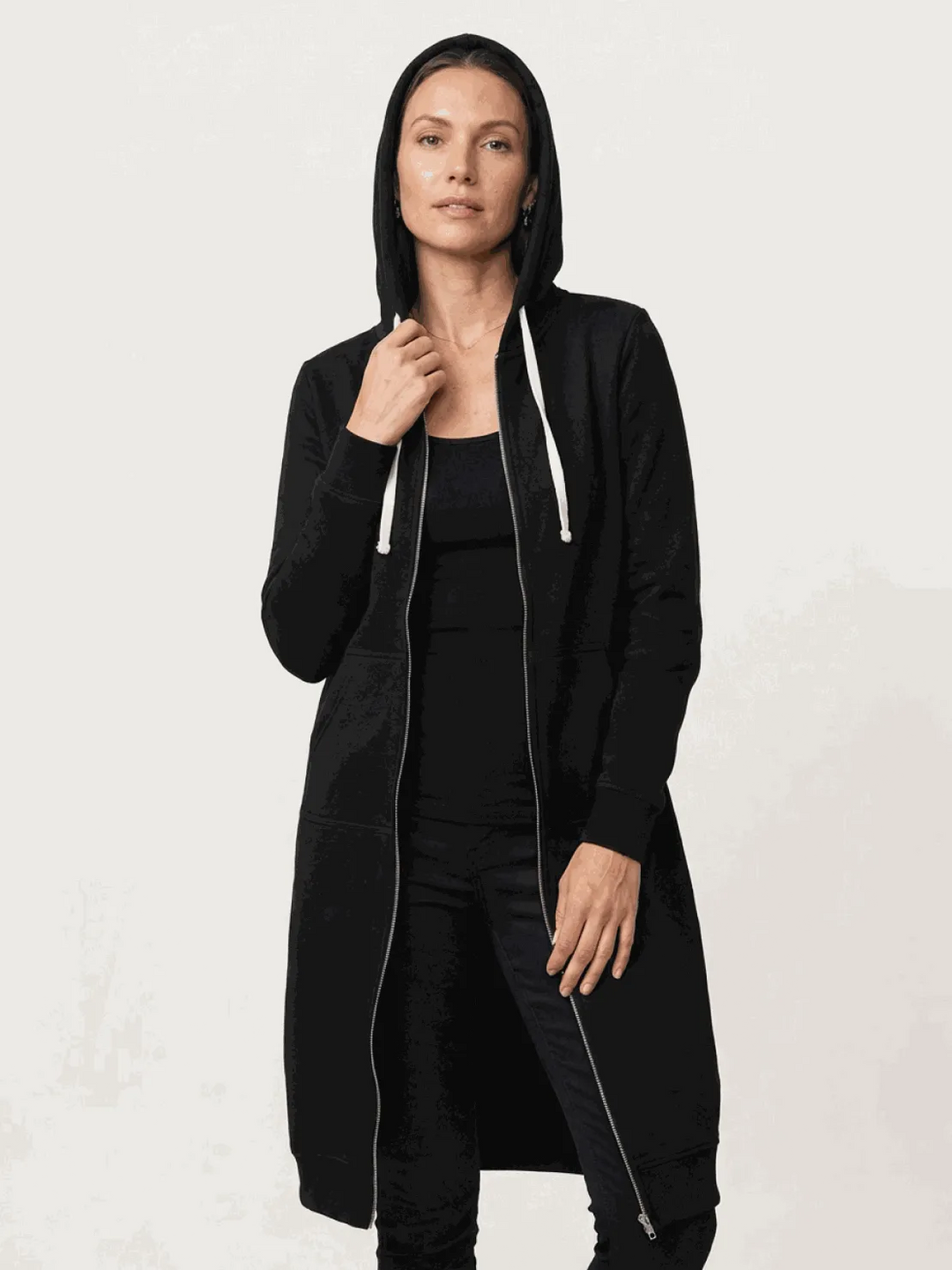 Women's Long Lightweight Hoodie with Zip-Up