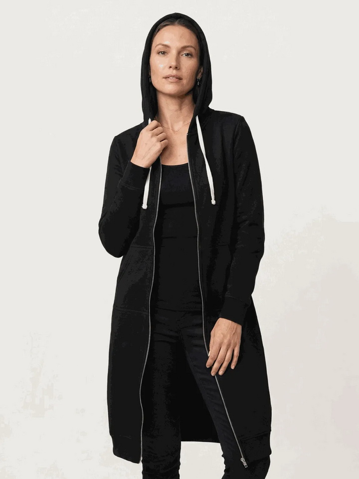 Women's Long Lightweight Hoodie with Zip-Up