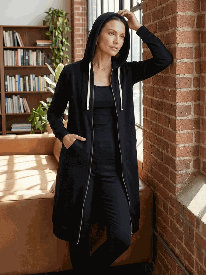 Women's Long Lightweight Hoodie with Zip-Up