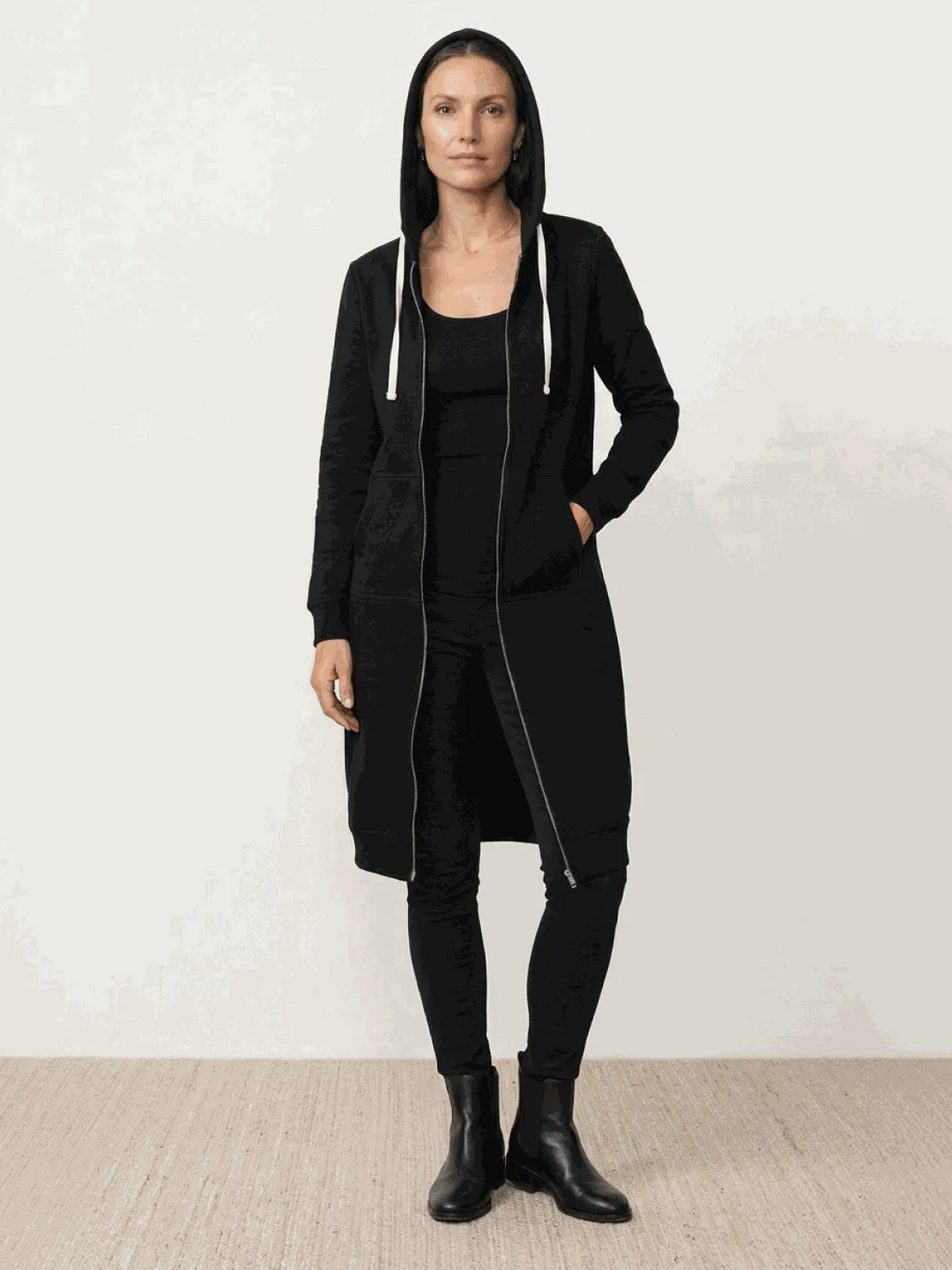 Women's Long Lightweight Hoodie with Zip-Up