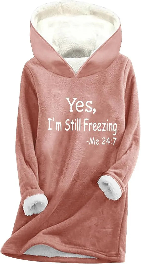 Women's Longline Hoodie with Long Sleeves and Soft Touch Fabric