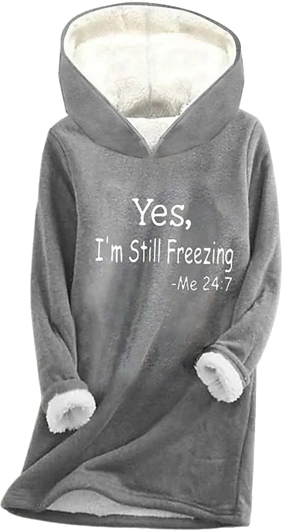 Women's Longline Hoodie with Long Sleeves and Soft Touch Fabric