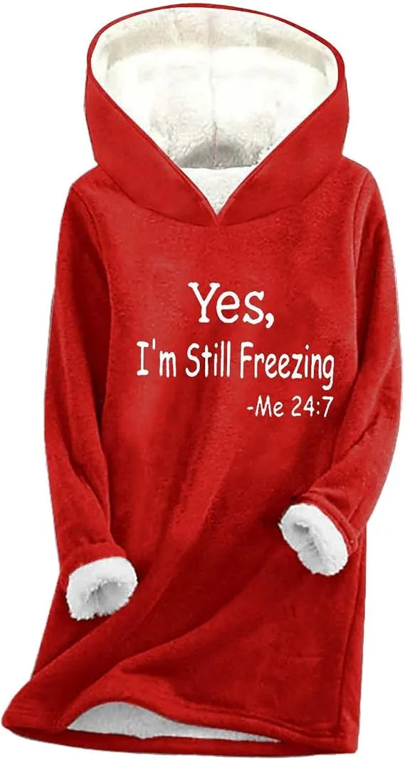 Women's Longline Hoodie with Long Sleeves and Soft Touch Fabric