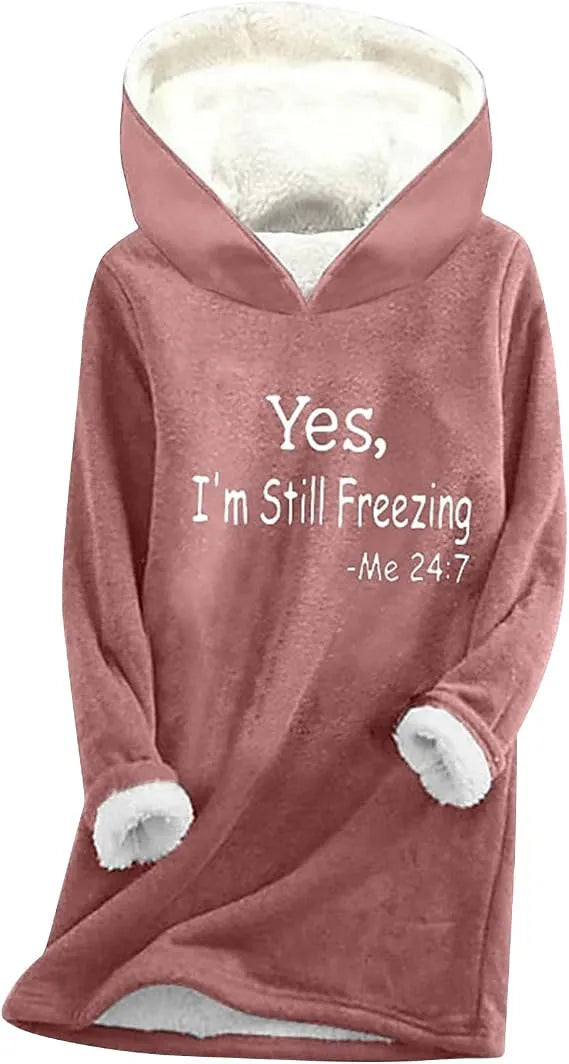 Women's Longline Hoodie with Long Sleeves and Soft Touch Fabric