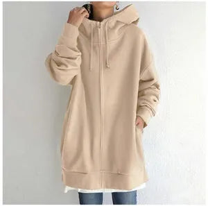 Women's Oversized Hoodie with Pockets and Zip Closure