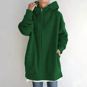 Women's Oversized Hoodie with Pockets and Zip Closure