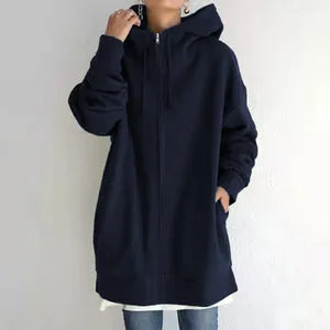 Women's Oversized Hoodie with Pockets and Zip Closure