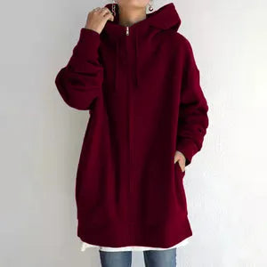 Women's Oversized Hoodie with Pockets and Zip Closure