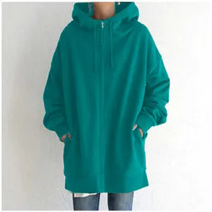 Women's Oversized Hoodie with Pockets and Zip Closure