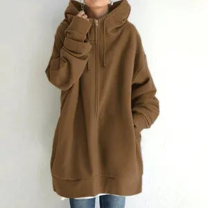 Women's Oversized Hoodie with Pockets and Zip Closure