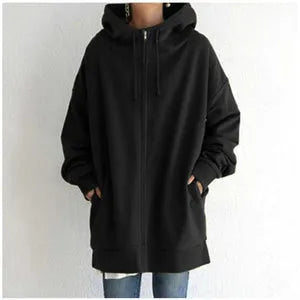 Women's Oversized Hoodie with Pockets and Zip Closure