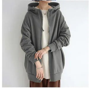 Women's Oversized Hoodie with Pockets and Zip Closure