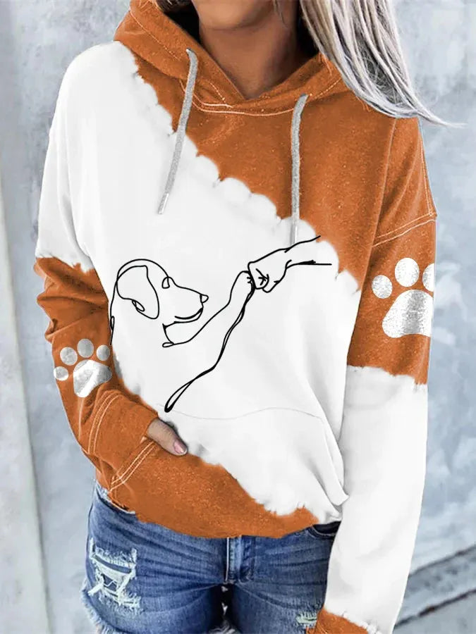 Women's Oversized Hoodie with Ribbed Cuffs and Drawstring