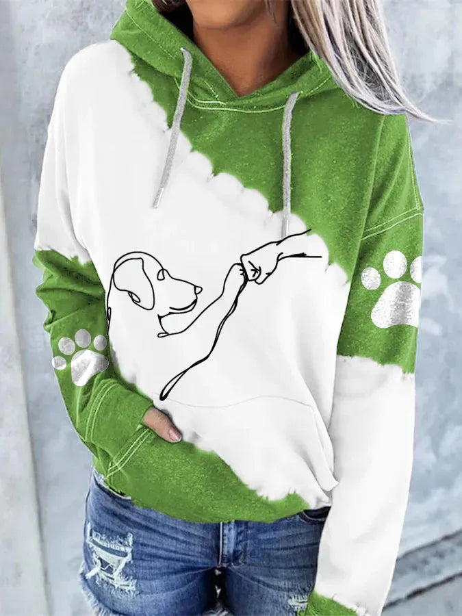 Women's Oversized Hoodie with Ribbed Cuffs and Drawstring