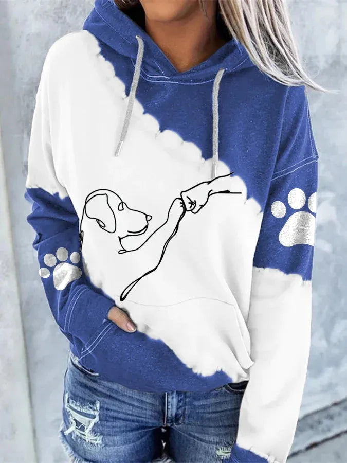Women's Oversized Hoodie with Ribbed Cuffs and Drawstring