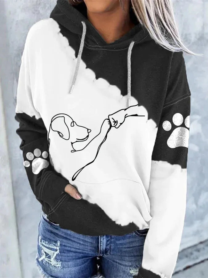 Women's Oversized Hoodie with Ribbed Cuffs and Drawstring