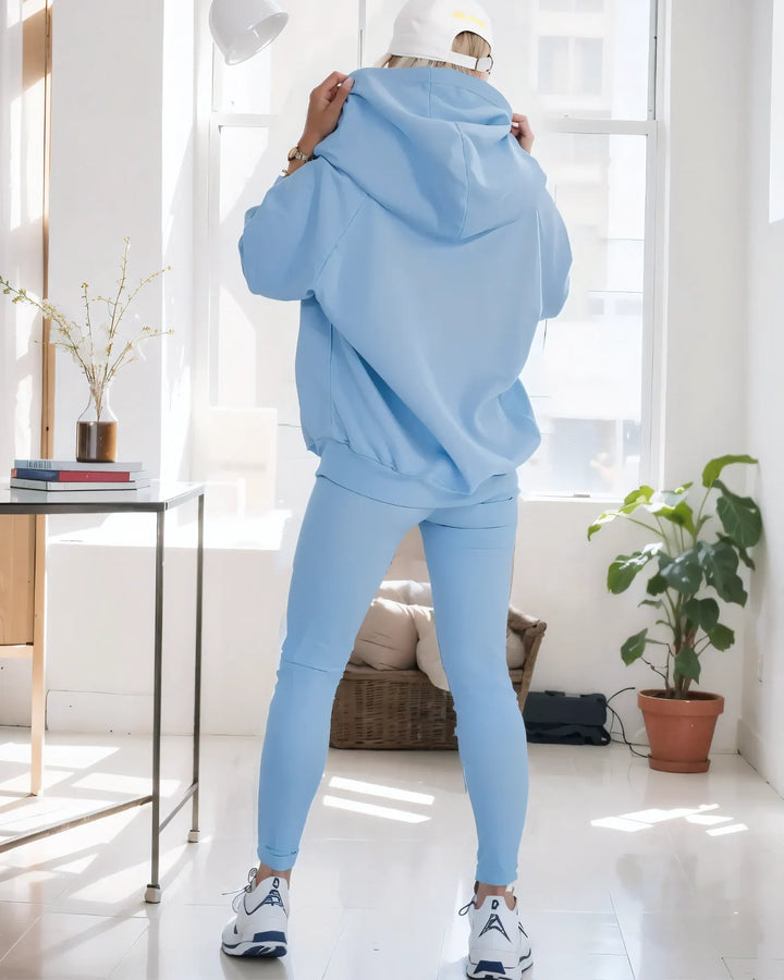 Women's Oversized Hoodie with Vest and Trousers Set