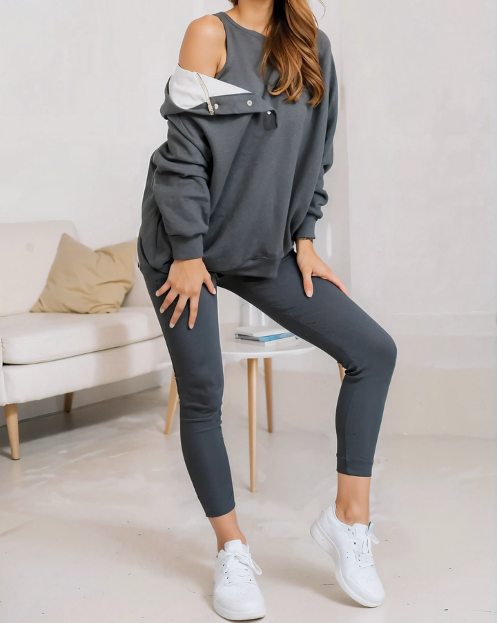 Women's Oversized Hoodie with Vest and Trousers Set