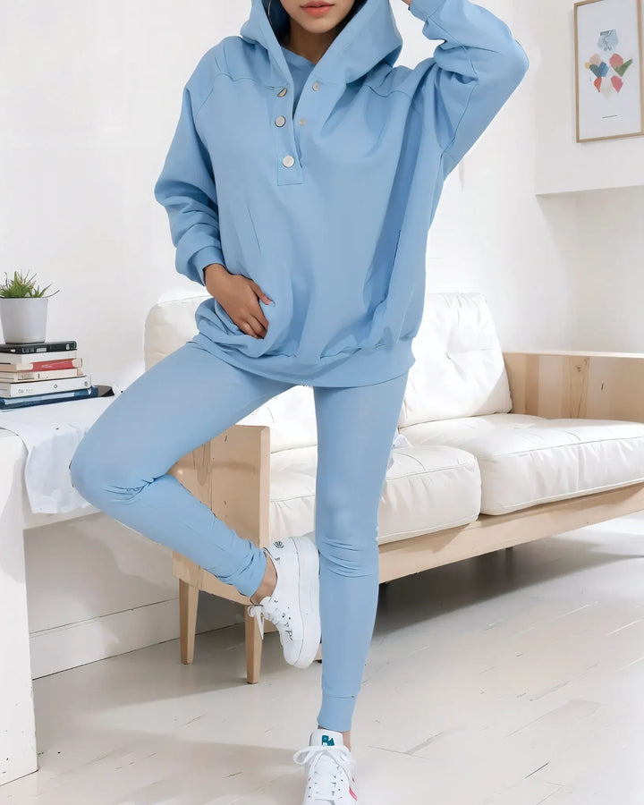 Women's Oversized Hoodie with Vest and Trousers Set