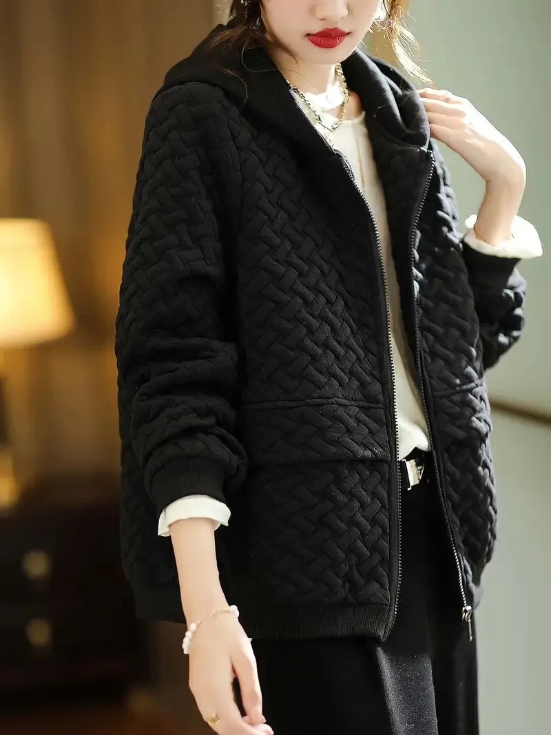 Women's Oversized Hoodie with Zip Closure and Pockets