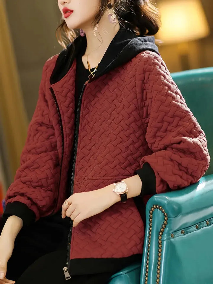 Women's Oversized Hoodie with Zip Closure and Pockets