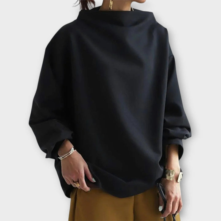 Women's Oversized Long Sleeve Jumper with High Neck Detail