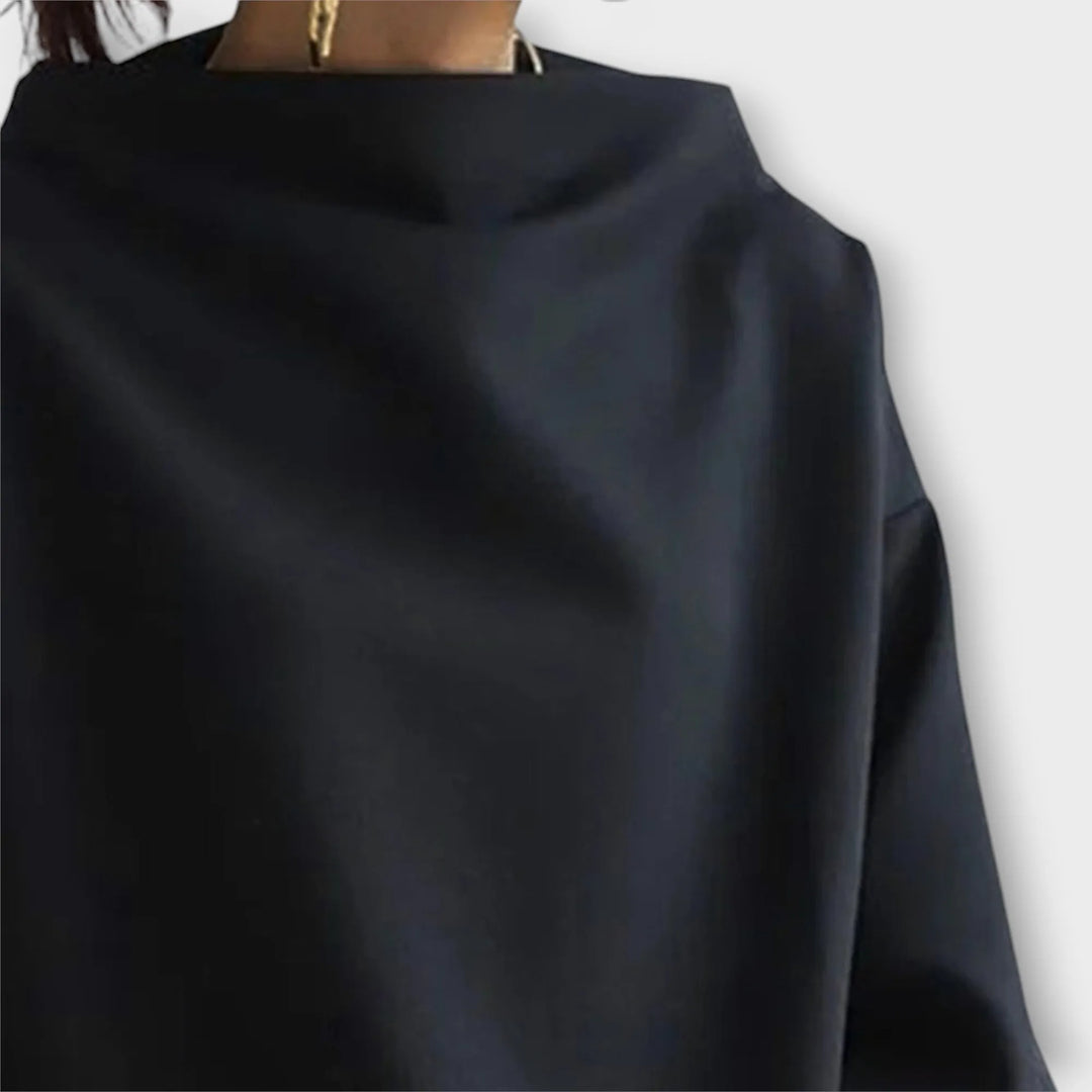 Women's Oversized Long Sleeve Jumper with High Neck Detail