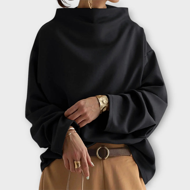Women's Oversized Long Sleeve Jumper with High Neck Detail