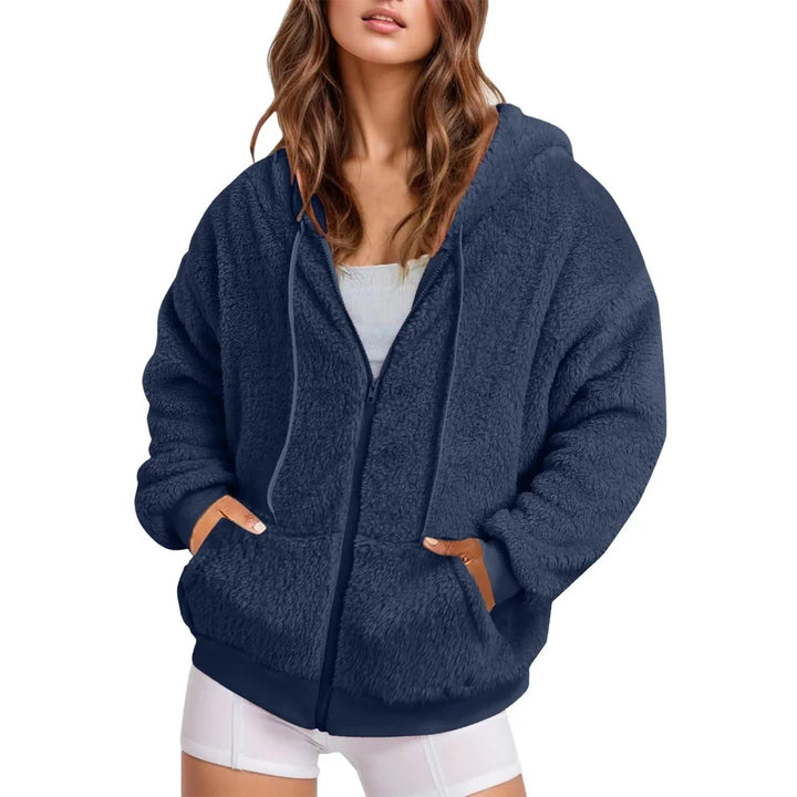 Women’s Oversized Longline Hoodie with Zip Closure