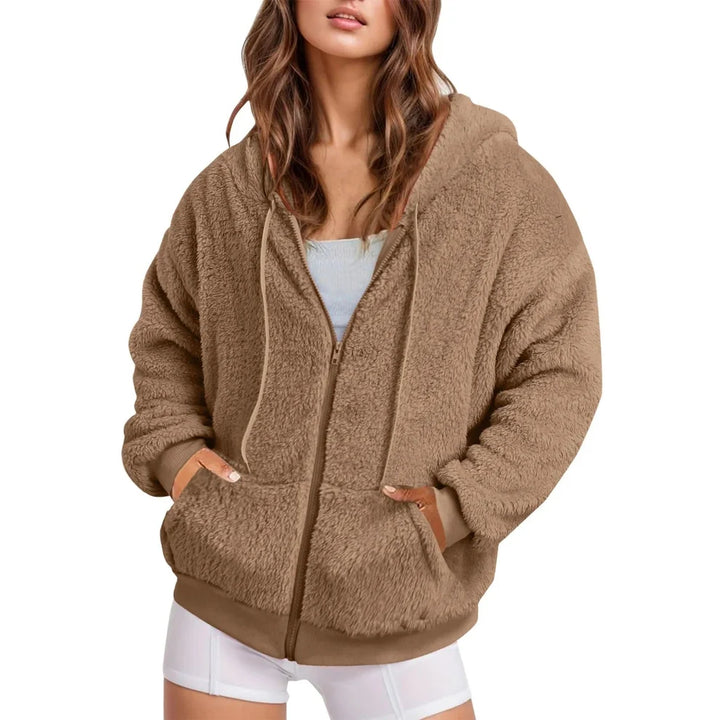 Women’s Oversized Longline Hoodie with Zip Closure