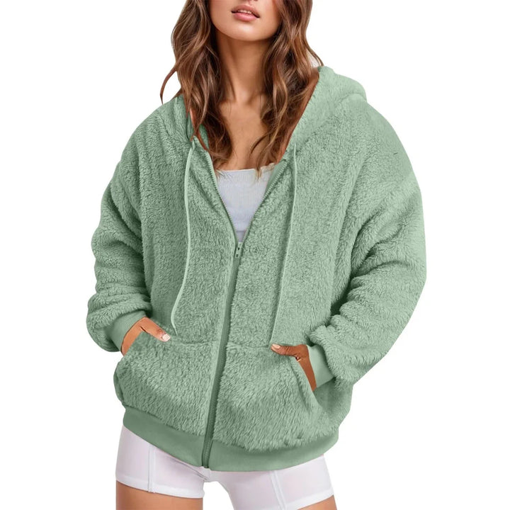 Women’s Oversized Longline Hoodie with Zip Closure