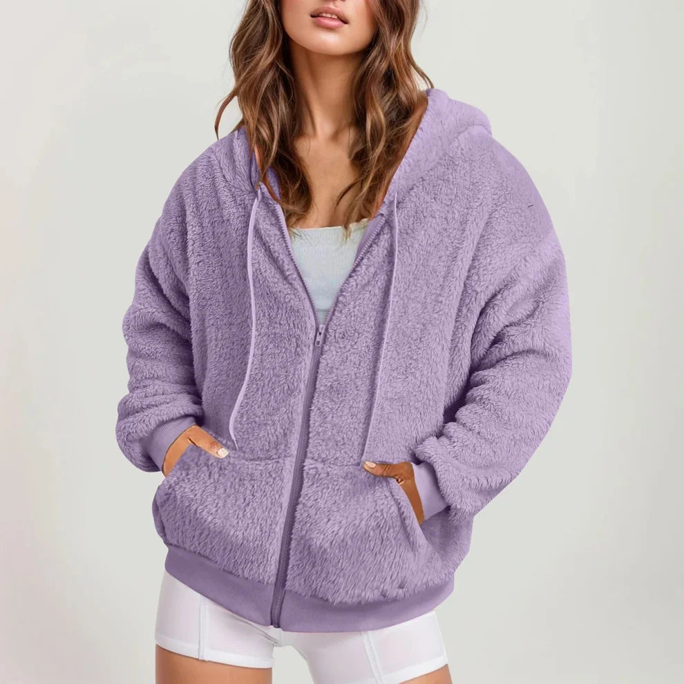 Women’s Oversized Longline Hoodie with Zip Closure