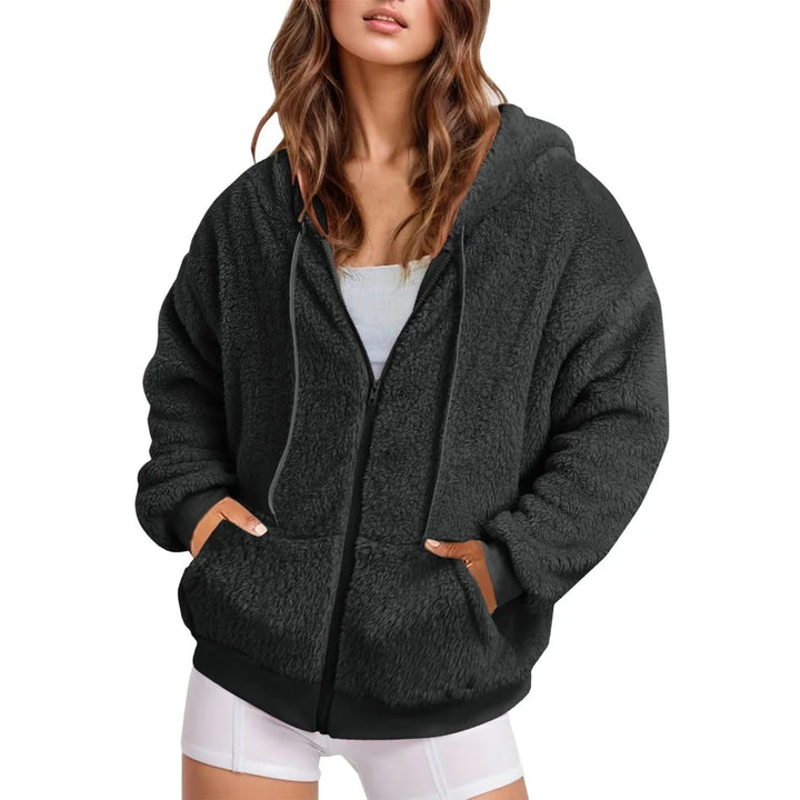 Women’s Oversized Longline Hoodie with Zip Closure