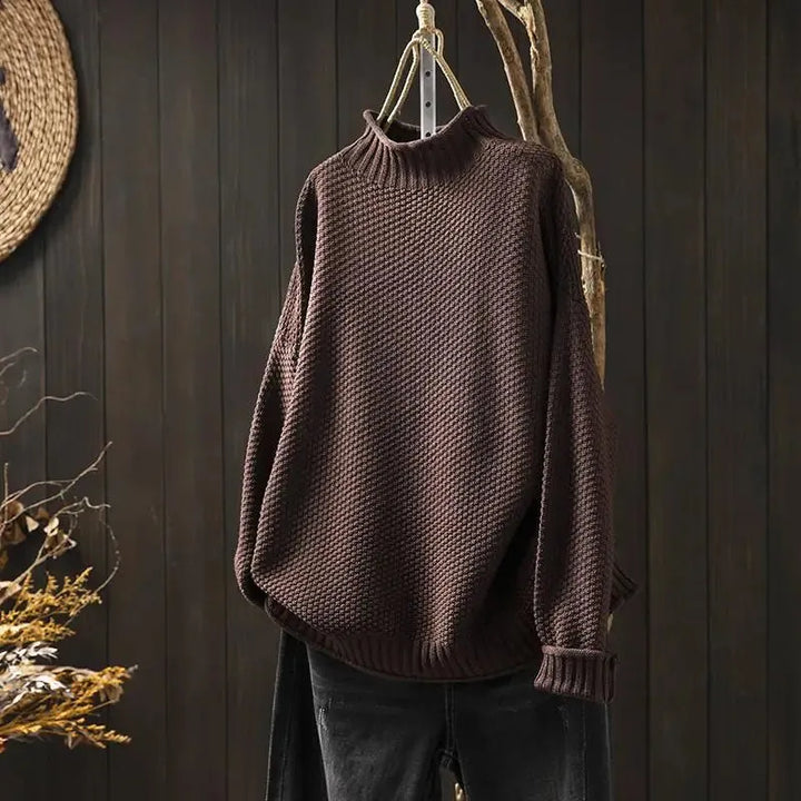 Women's Oversized Turtleneck Jumper with Ribbed Hem
