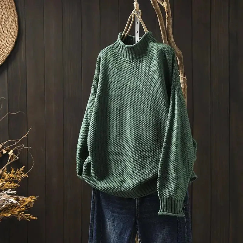 Women's Oversized Turtleneck Jumper with Ribbed Hem