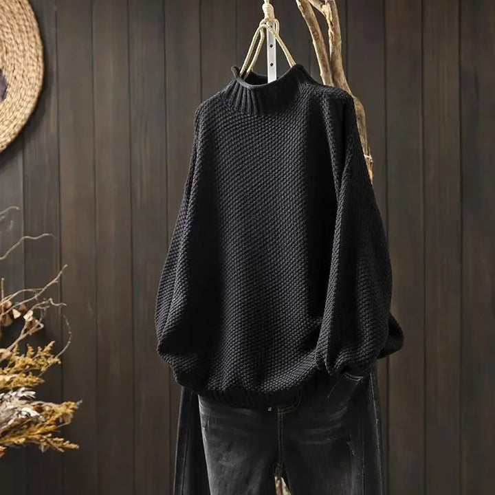 Women's Oversized Turtleneck Jumper with Ribbed Hem
