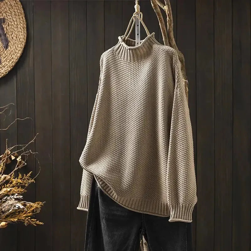 Women's Oversized Turtleneck Jumper with Ribbed Hem