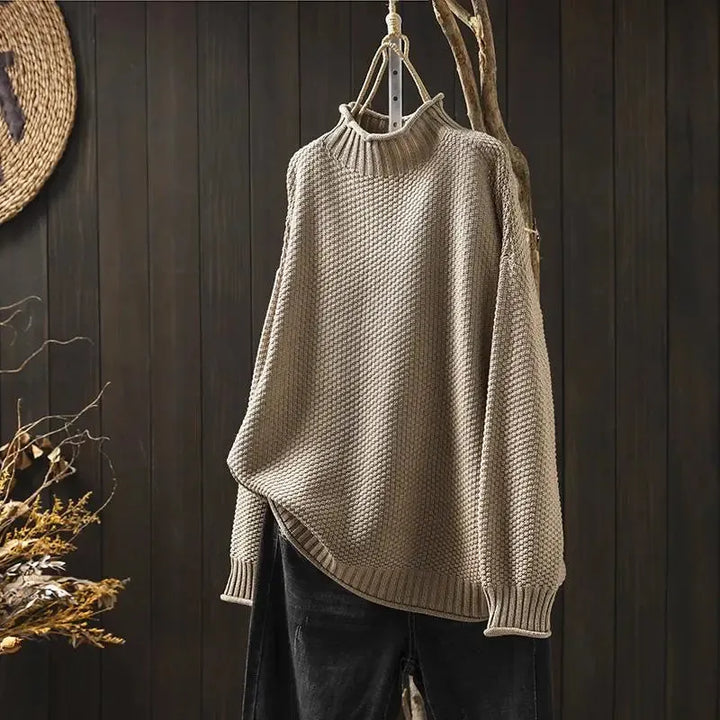 Women's Oversized Turtleneck Jumper with Ribbed Hem