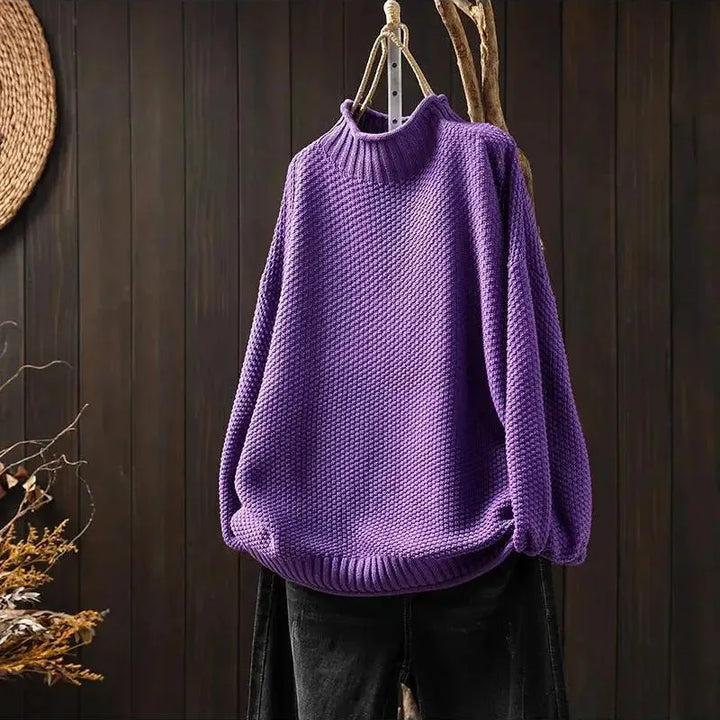 Women's Oversized Turtleneck Jumper with Ribbed Hem