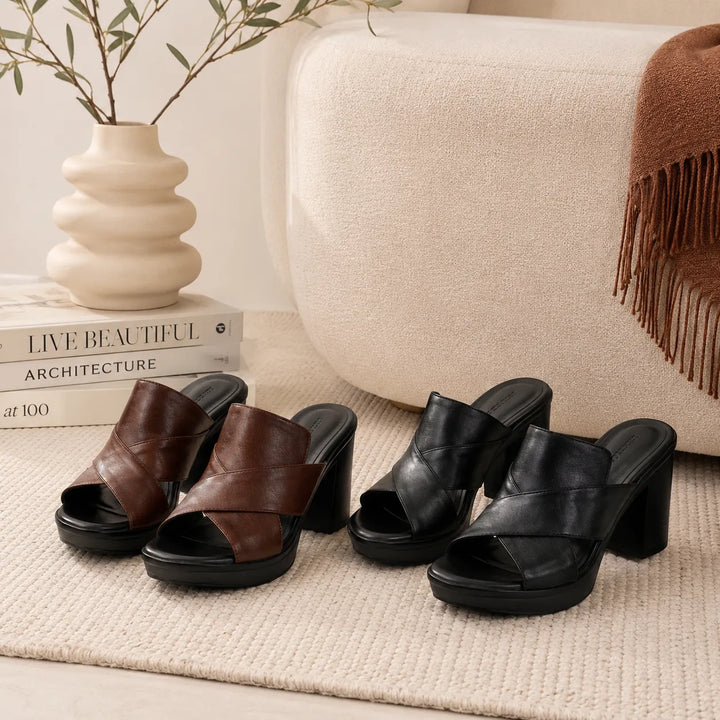 Women's Platform Block Heel Sandals with Slip-on Style